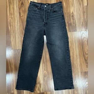 Levi’s Black Denim Jeans Ribcage Straight Ankle